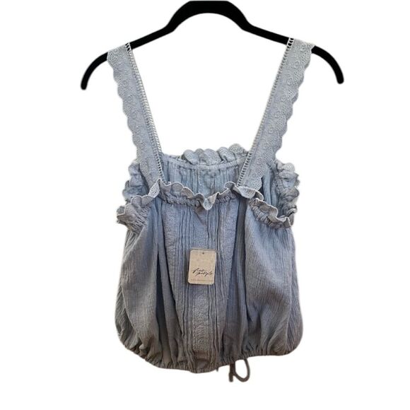 Free People NWT Because of You Tank in Light Blue Size Small - Picture 11 of 13